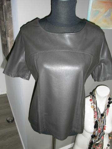 ESQUALO bruine pu leren top korte mouw mt 36/38, NIEUW! beschikbaar voor biedingen