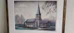 Dorpskerk Voorthuizen gravure, Antiek en Kunst, Ophalen of Verzenden