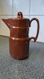 Vintage bruine keramische koffiepot met deksel, Ophalen of Verzenden