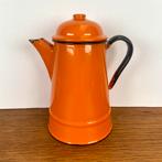 Vintage emaille theepot oranje, Ophalen of Verzenden