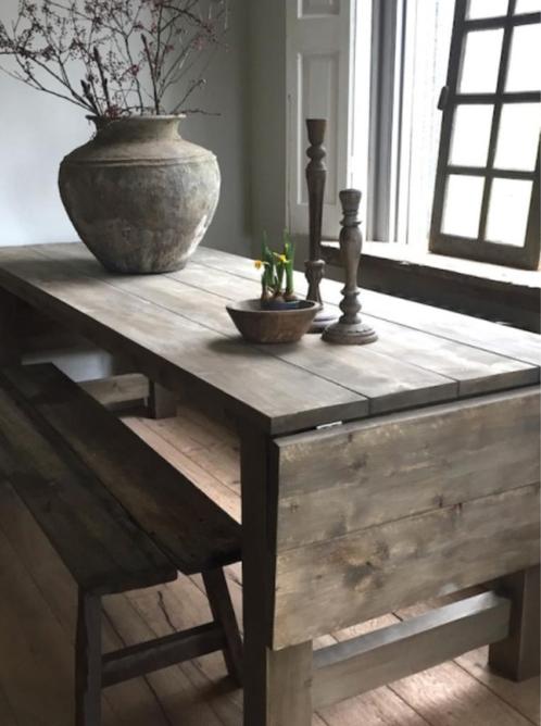 Landelijke EETTAFEL met klep * uitschuifbaar * Huisje Sfeer, Huis en Inrichting, Barren, Nieuw, Ophalen of Verzenden