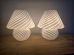 2 Murano swirl mushroom lampjes, Huis en Inrichting, Ophalen of Verzenden, Murano, Minder dan 50 cm, Glas