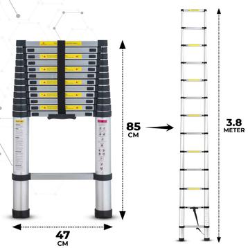 Palmwood Telescopische Ladder 2.0m - 2.6m - 3.8m beschikbaar voor biedingen