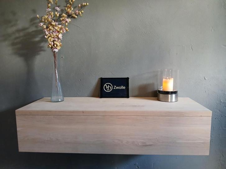 Zwevend massief eiken tv-meubel / televisiemeubel op maat le, Huis en Inrichting, Kasten | Televisiemeubels, Nieuw, Minder dan 100 cm