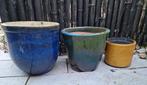 plantenpotten aardewerk met glazuur, Tuin en Terras, Bloempotten, Ophalen, Gebruikt, Tuin, Rond