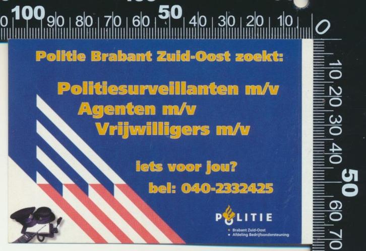 Sticker: Politie - Brabant Zuid Oost - Politiesurveillanten, Verzamelen, Stickers, Zo goed als nieuw, Bedrijf of Vereniging, Ophalen of Verzenden