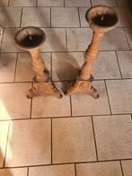 Twee gietijzeren kandelaars, Ophalen, Gebruikt, Metaal, Kandelaar