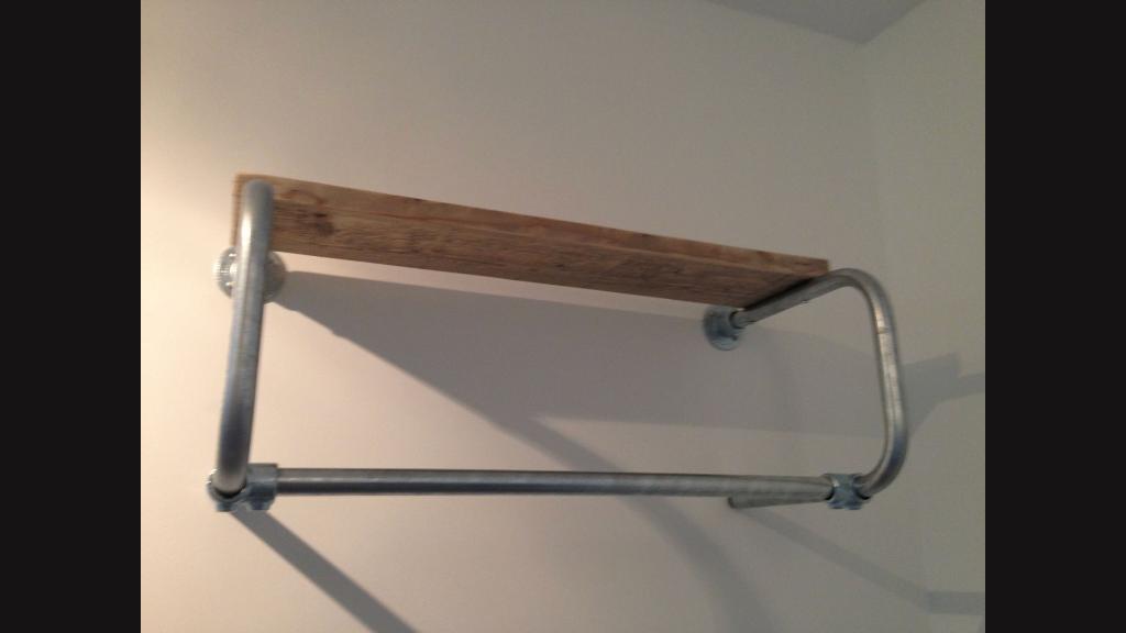 Kapstok steigerhout & steigerbuizen 79x33x35cm, Zo goed als nieuw, Minder dan 100 cm, Hout, Ophalen