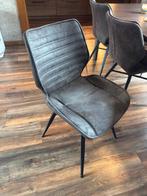 6 Eetkamer stoelen bruin suede, Ophalen, Bruin, Leer, Zo goed als nieuw