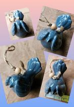 Vogel keramiek blauw, gave vintage ophangen (tuin-)kamer 5cm, Verzamelen, Beelden en Beeldjes, Ophalen of Verzenden, Nieuw, Dier