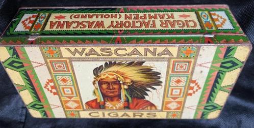 Prachtig WASCANA Sigarenblik INDIAAN Sioux Native American, Verzamelen, Blikken, Gebruikt, Overige, Overige merken, Ophalen of Verzenden