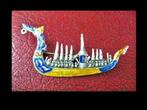 Bijzonder 7cm Zilveren Broche Draakvorm/Emaille Blauwe/Geel!, Sieraden, Tassen en Uiterlijk, Antieke sieraden, Verzenden, Zilver