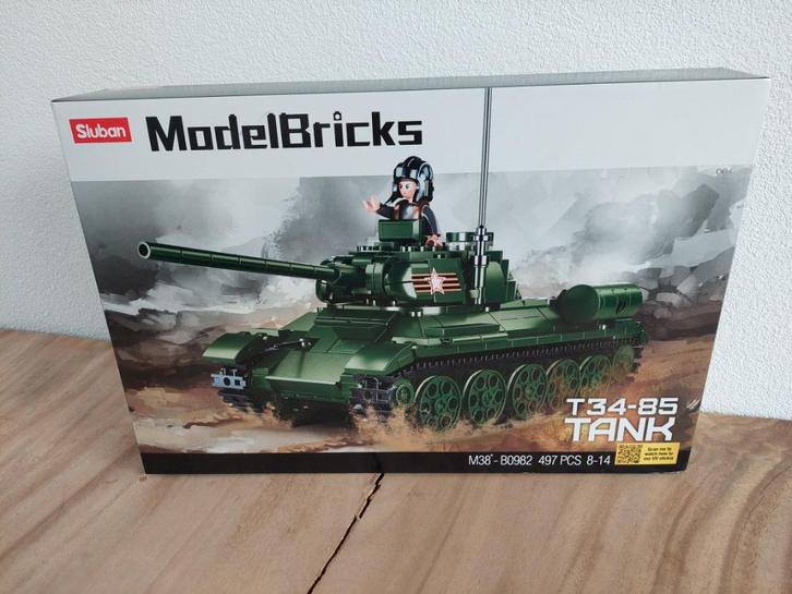 Sluban T34-85 leger tank nieuw, Kinderen en Baby's, Speelgoed | Bouwstenen, Nieuw, Overige merken, Ophalen of Verzenden