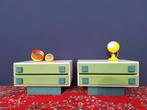 Set vintage Space age nachtkastjes, retro lade kastjes, Huis en Inrichting, Ophalen, Gebruikt, Minder dan 45 cm, Vintage