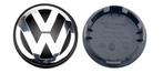 Volkswagen naafdoppen 65 mm zwart zilver 4 stuks nieuw, Auto diversen, Wieldoppen, Verzenden, Nieuw