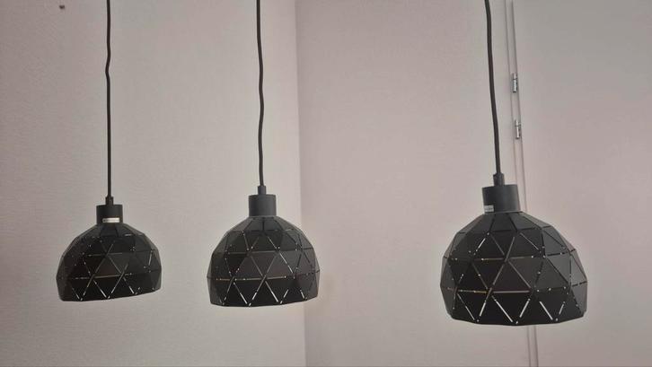 Zwarte/bronzen plafondlamp eettafel - zo goed als nieuw, Huis en Inrichting, Lampen | Hanglampen, Ophalen