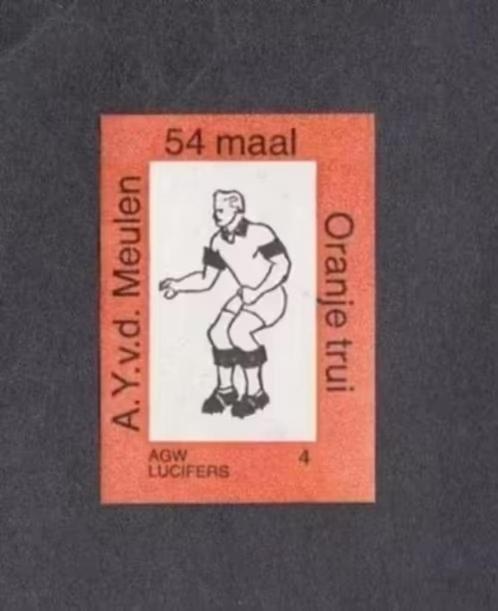 Lucifermerk Gejus v.d. Meulen Voetbal HFC Haarlem Oranje., Verzamelen, Overige Verzamelen, Zo goed als nieuw, Ophalen of Verzenden