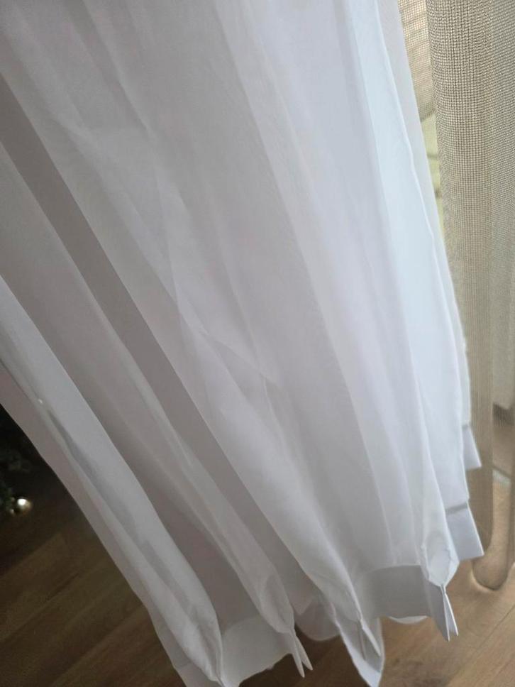 Witte vitrage met loodveter, 4 stuks, Huis en Inrichting, Stoffering | Gordijnen en Lamellen, Gebruikt, 200 cm of meer, 150 tot 200 cm