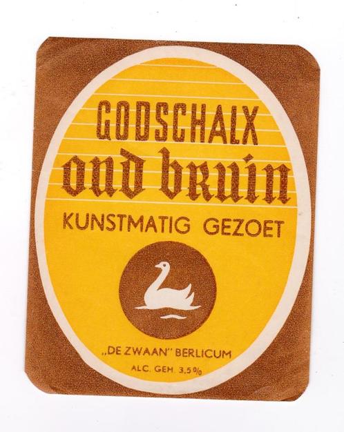 Godschalx Oud Bruin Etiket / Brouwerij De Zwaan Berlicum.NBr, Verzamelen, Biermerken, Nieuw, Overige typen, Overige merken, Verzenden