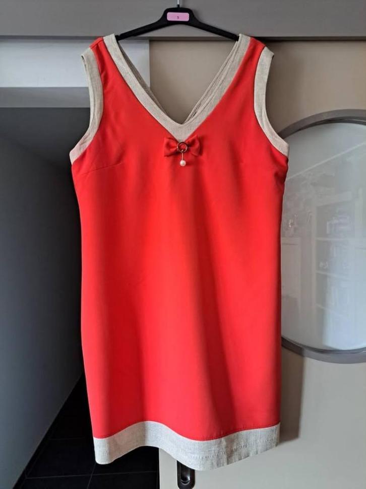 Batida jurk koraalrood, gevoerd, mt 6 (46), Kleding | Dames, Jurken, Zo goed als nieuw, Maat 46/48 (XL) of groter, Rood, Boven de knie