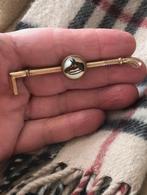 Antiek Speld Glas Geschilderd Goud Jockey Paard, Ophalen of Verzenden, Overige materialen, Broche, Verguld