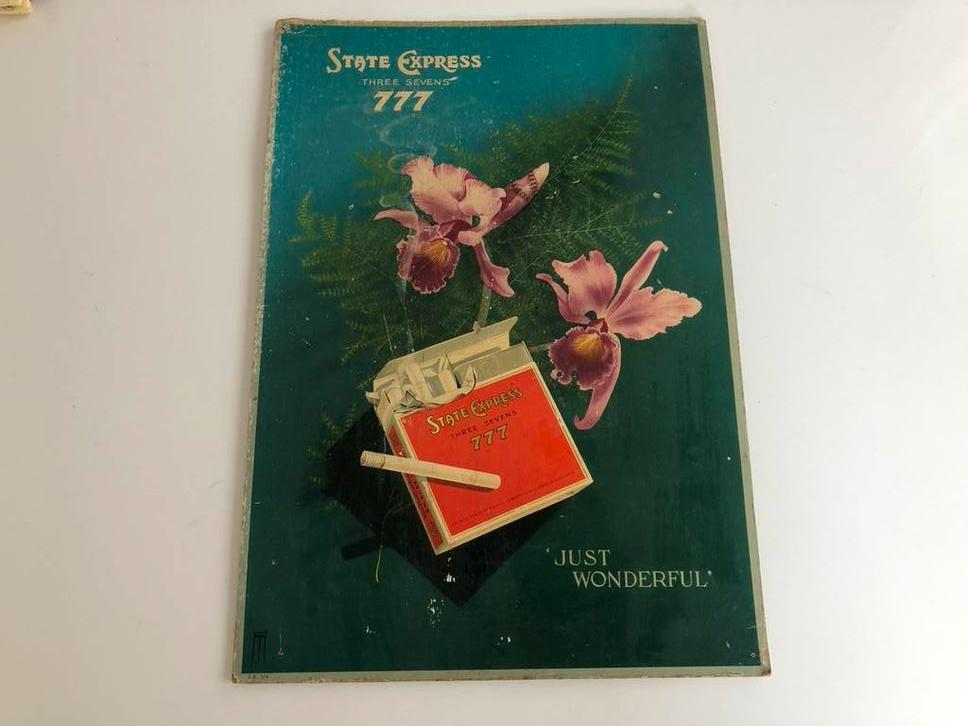 State Express 777 showcard, reclame, sigaretten, vintage, Verzamelen, Merken en Reclamevoorwerpen, Ophalen of Verzenden, Gebruikt