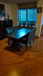 Eetkamertafel met 4 stoelen, Ophalen, Gebruikt, Eikenhout, 50 tot 100 cm