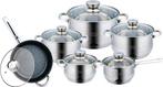 Nieuwe 12 delig pannen set pannenset INDUCTIE EN GAS, Ophalen, Nieuw, Rvs, Pannenset