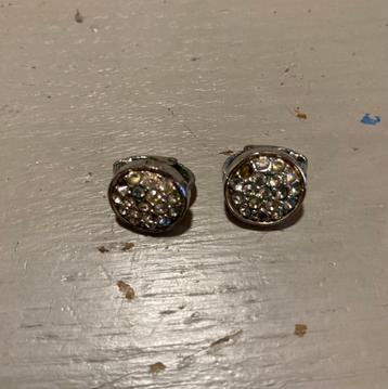 Vintage zilverkleurige strass Swarovski oorbellen oorclips  beschikbaar voor biedingen
