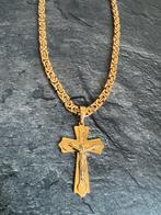 Luxe Koningketting met Kruis Hanger 18 karaat Doublé NIEUW, Nieuw, Ophalen of Verzenden, Goud, Overige materialen