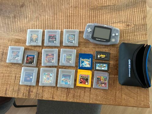 Gameboy en diverse spellen, Spelcomputers en Games, Spelcomputers | Nintendo Game Boy, Gebruikt, Game Boy Advance, Ophalen of Verzenden