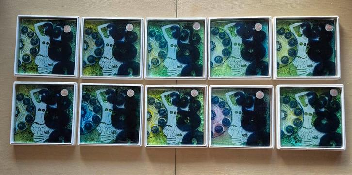 Yth. Jansen Royal Leerdam glastegels, zeemeermin tegels '80, Antiek en Kunst, Antiek | Wandborden en Tegels, Ophalen of Verzenden