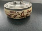 Vintage aardewerk pot met bloemmotief koekjes trommel, Ophalen of Verzenden