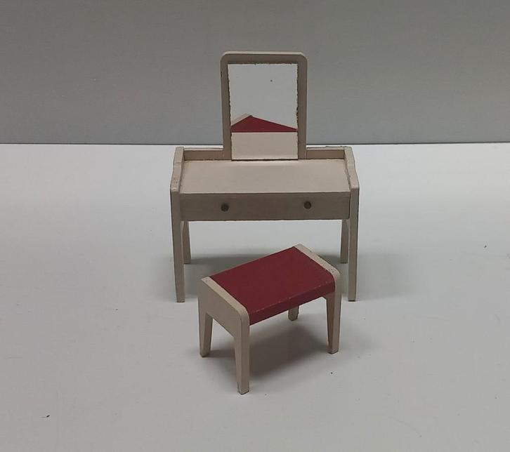 Lundby kaptafel met krukje, Kijk,Kies en Koop!, Verzamelen, Poppenhuizen en Toebehoren, Gebruikt, Gebruiksvoorwerp, Ophalen of Verzenden