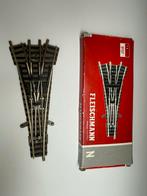 Fleischmann 3-weg wissel 9157, Hobby en Vrije tijd, Modeltreinen | N-Spoor, Gebruikt, Gelijkstroom, Fleischmann, Rails