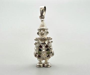 Vintage zilveren clown hanger met edelstenen 2025/713. beschikbaar voor biedingen