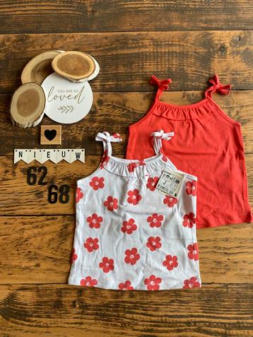 Baby girl 2x kiabi topjes rood wit maat 62/68 beschikbaar voor biedingen