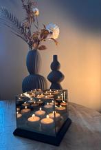 Elegante glazen kaarsenhouder met spiegel effect, Huis en Inrichting, Woonaccessoires | Zuilen en Pilaren, Ophalen of Verzenden