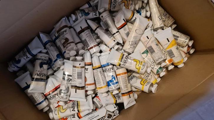 Grote partij Winsor & Newton Acryl verf, Hobby en Vrije tijd, Tekenen, Ophalen of Verzenden