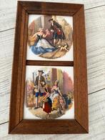 Eikenhout schilderij met 2 opdrukken, Ophalen of Verzenden