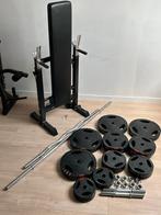 GORILLA HALTERBANK MET 100 KG HALTERSET GRIPPER KUNSTSTOF, Sport en Fitness, Ophalen, Zo goed als nieuw, Benen, Halterset