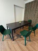 Eettafel met 4 moderne stoelen, Ophalen, 50 tot 100 cm, Zo goed als nieuw, 150 tot 200 cm