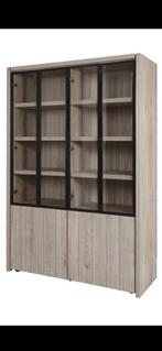 Vitrinekast (Luca coll.),millenium eik lichtgrijs /zwart ., Ophalen, Met deur(en), 100 tot 150 cm, Nieuw