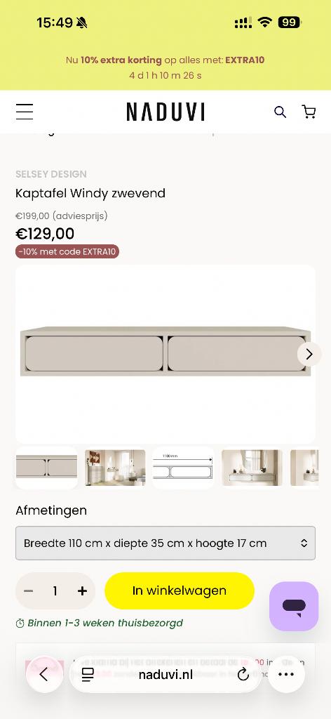 Kaptafel, Huis en Inrichting, Kasten | Ladekasten, Ophalen, 1 of 2 laden, Nieuw, 50 tot 100 cm