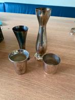 Antieke zilverkleurige Vaasjes - Set van 4, Ophalen of Verzenden