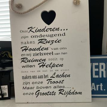 Tekstbord 'Onze Kinderen...' - Woondecoratie beschikbaar voor biedingen