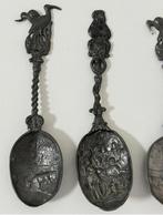 1850 3x antieke Tin tinnen lepels Huwelijks lepel Jan steen, Antiek en Kunst, Antiek | Tin, Ophalen of Verzenden