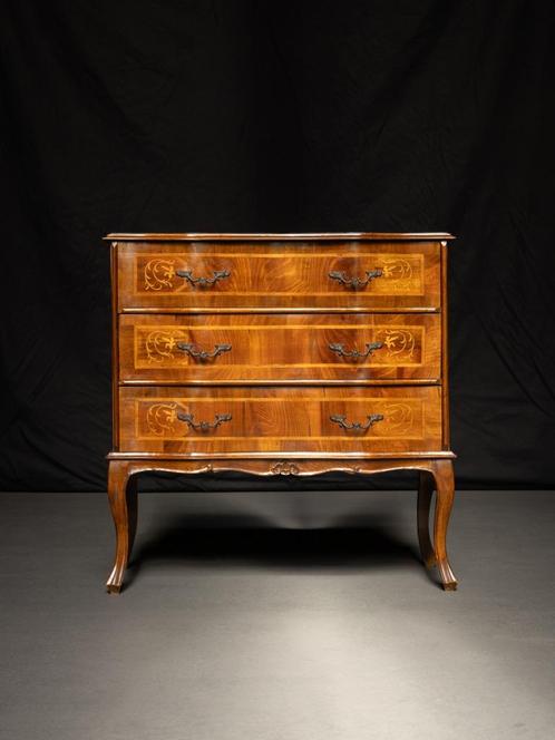 Vintage Ladekast Italiaanse Commode 3 Laden Dressoir Vintage, Huis en Inrichting, Kasten | Ladekasten, Gebruikt, Minder dan 100 cm