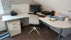 Groot wit hoekbureau met ladenblok, Ophalen, Gebruikt, Bureau