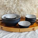 Retro pindaset mat donkerblauw keramiek, Ophalen of Verzenden, Huis en Inrichting